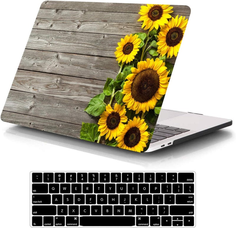 FUNUT Compatible with MacBook Air 13 inch Case 2021 2020 2019 2018 Release M1 A2337/A2179/A1932, MacBook Air M1 Case, Plastic Hard Shell Case & Keyboard Cover for Mac Air 13.3 inch, Sunflower - Image 1